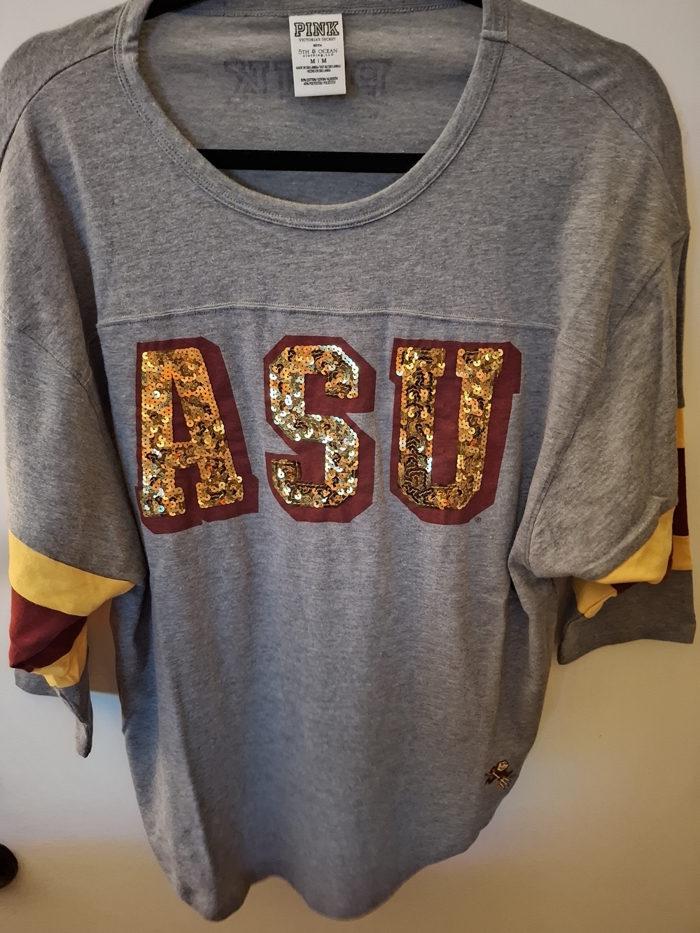 PINK Victoria's Secret Kids ASU Grey Sequin Logo Tee